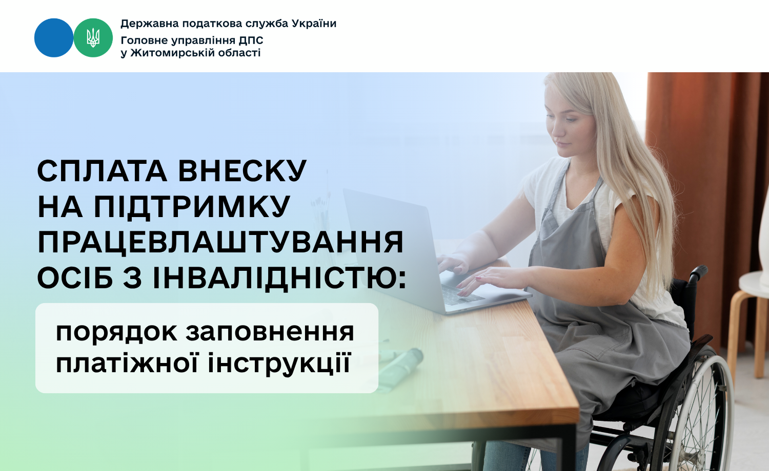 Сплата внеску на підтримку працевлаштування осіб з інвалідністю: порядок заповнення платіжної інструкції
