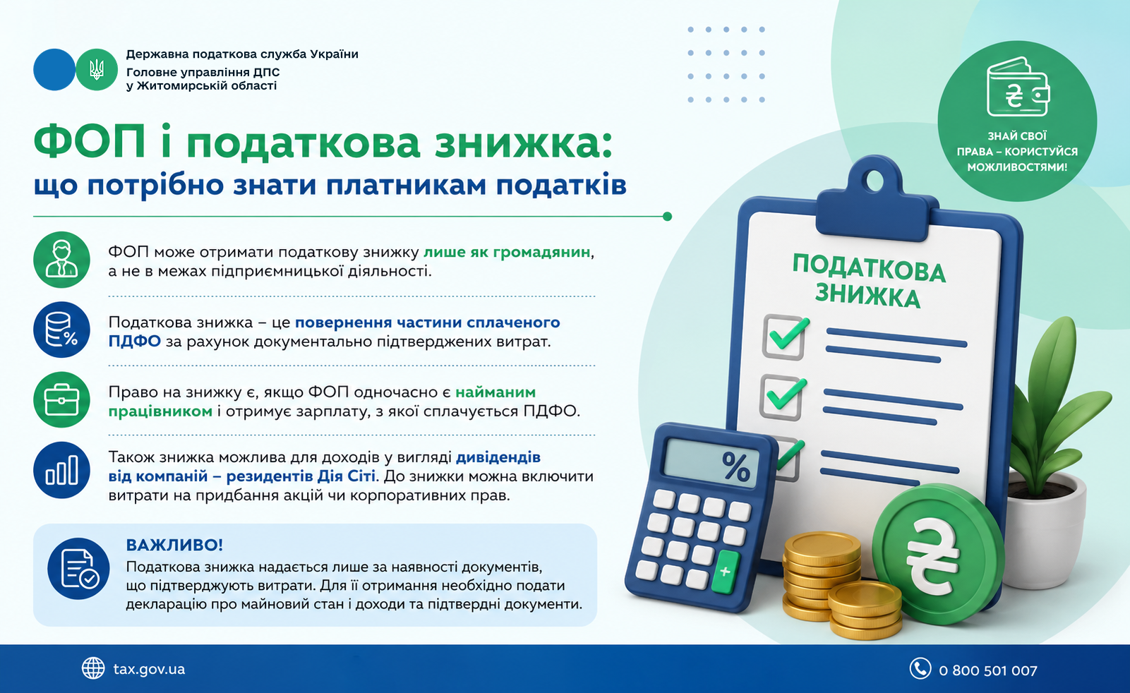 ФОП і податкова знижка: що потрібно знати платникам податків