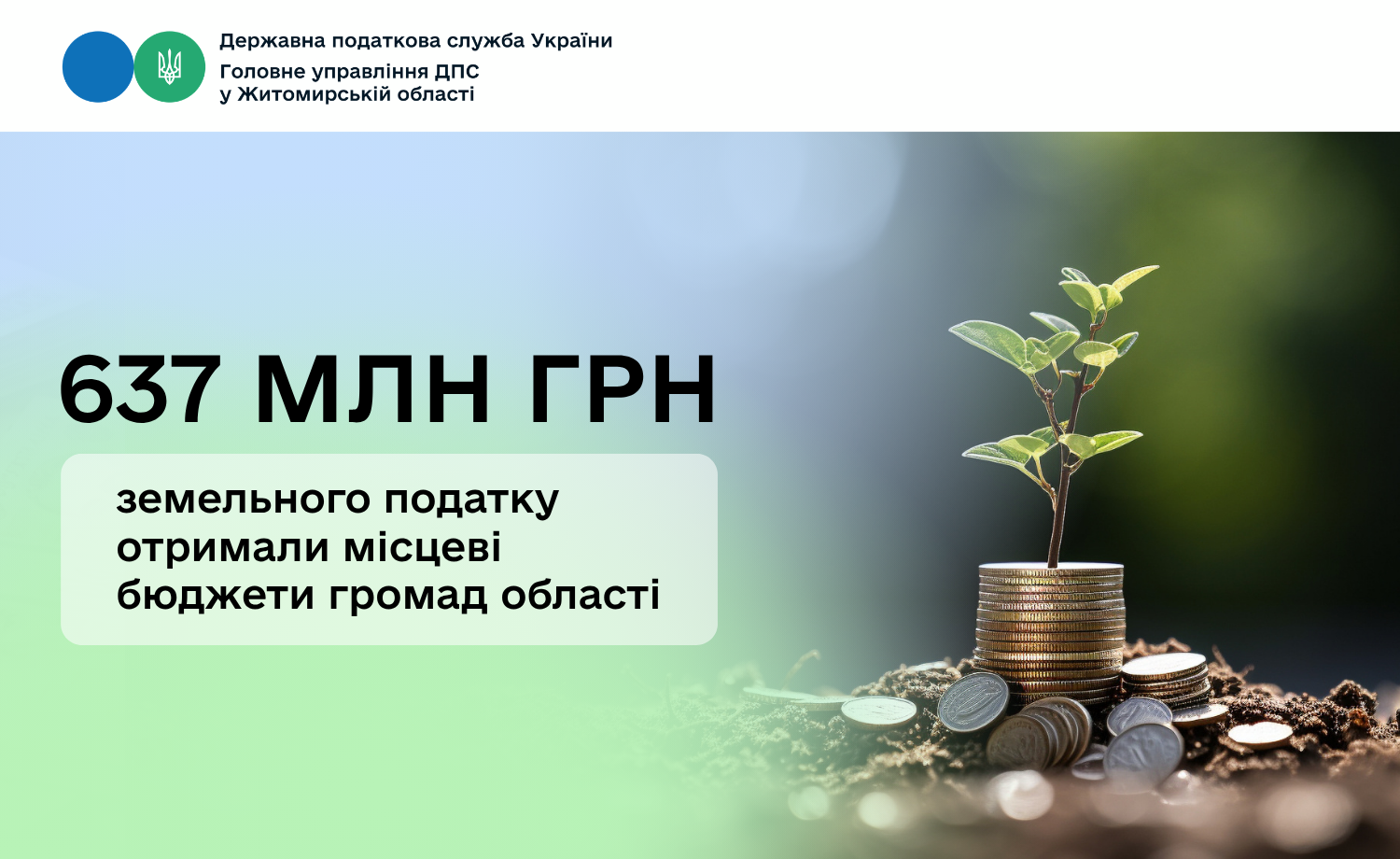 Місцеві бюджети громад області отримали 637 млн гривень земельного податку