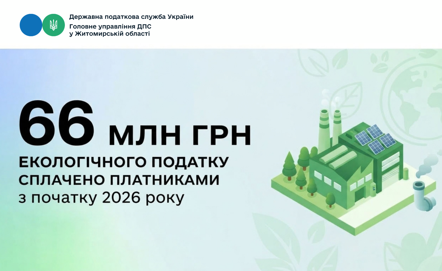 Екологічний податок: платниками сплачено понад 66 млн гривень