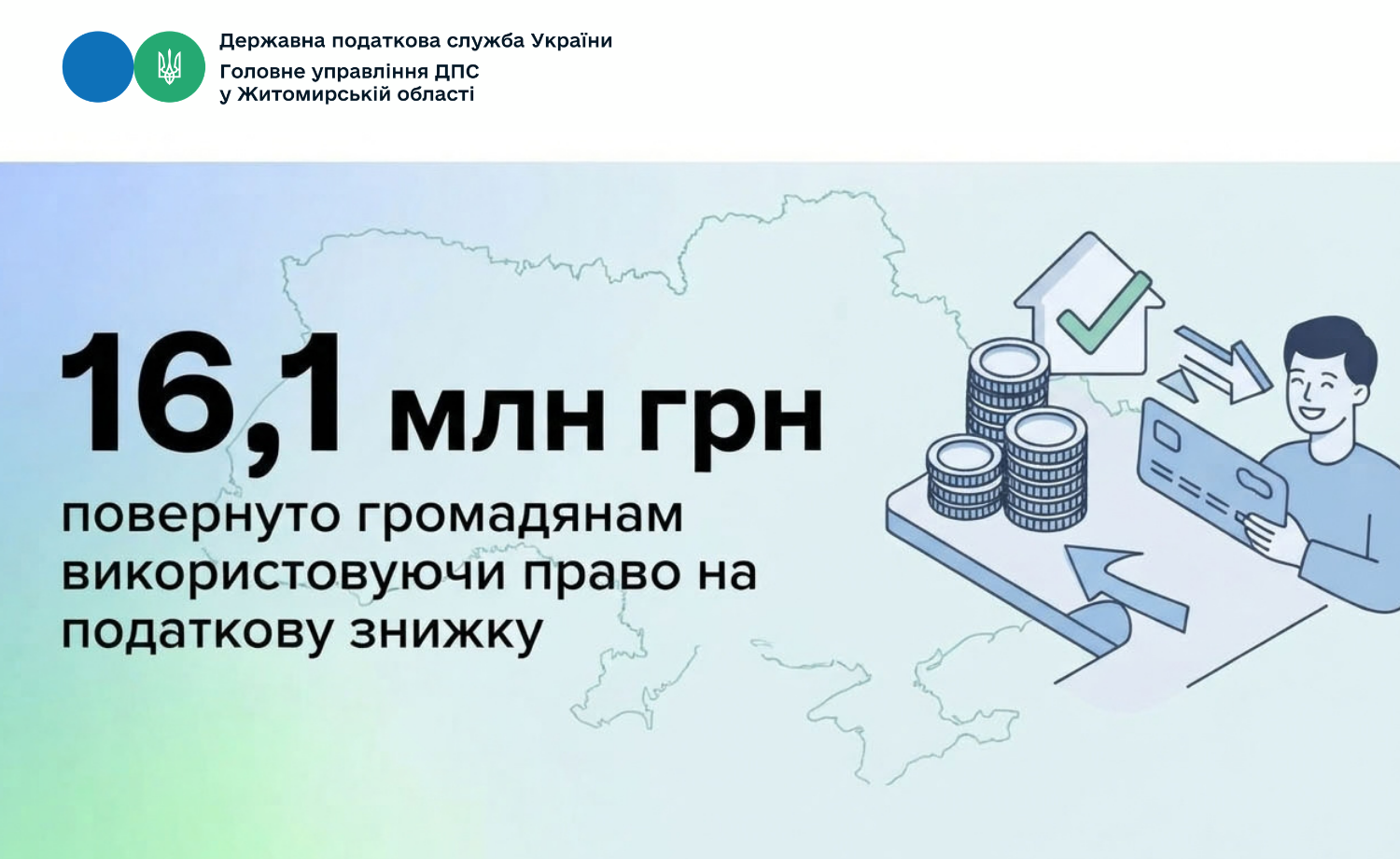 Використовуючи право на податкову знижку громадянам повернуто 16,1 млн гривень